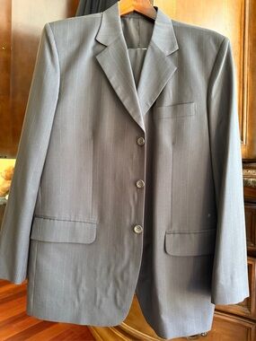 Men's Gray Pinstripe 2 piece custom tailored - Classic Tailored Jacket